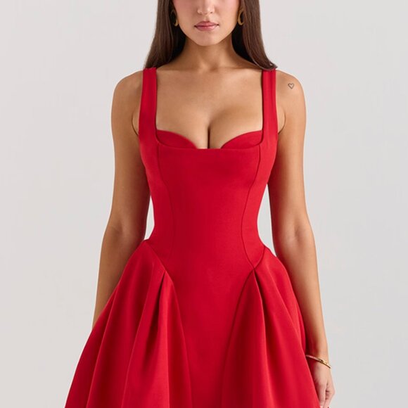 House of CB - Bunny Holly red crepe mini dress - Picture 2 of 4